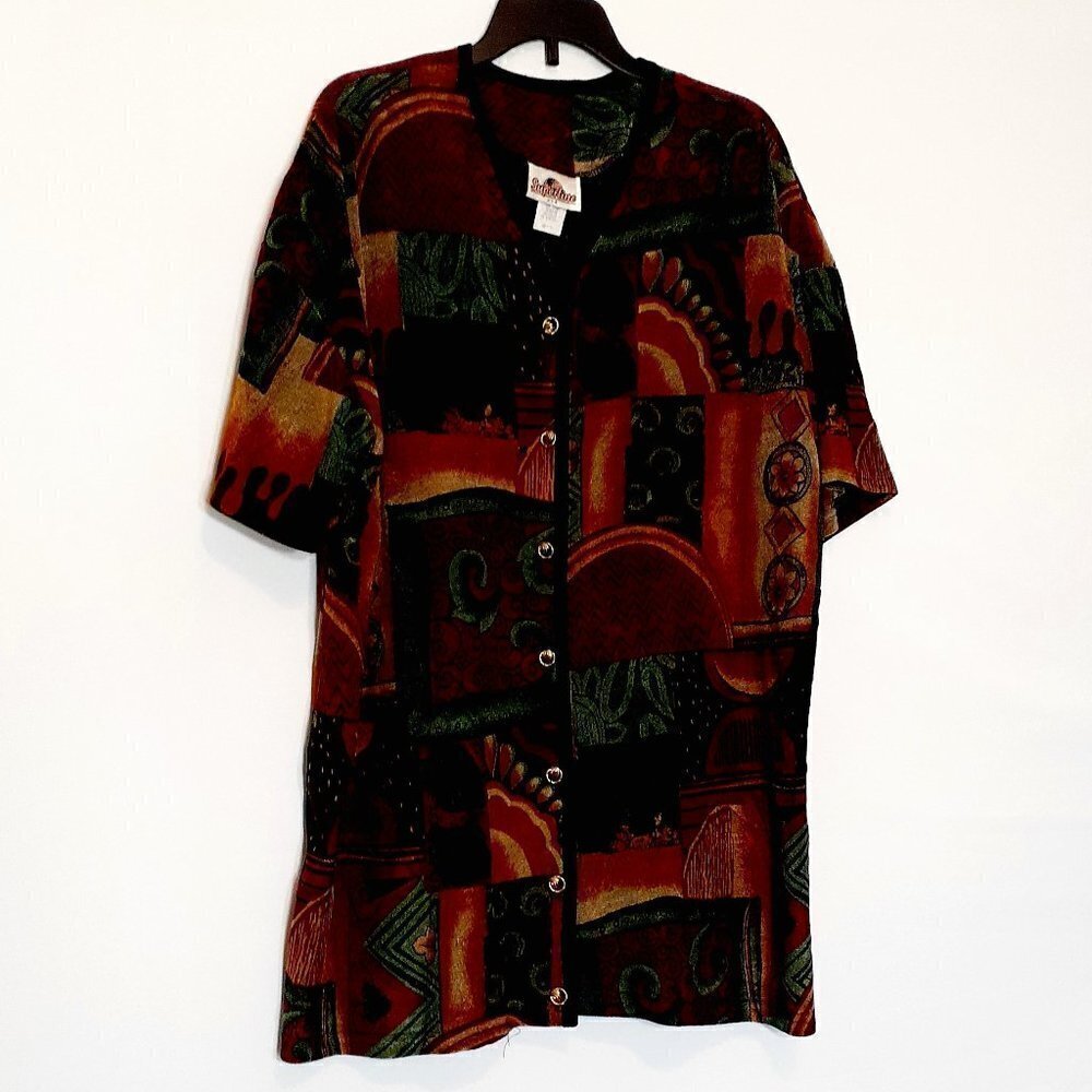 Superline USA Short Sleeve Spanish Design Blouse; Gold Buttons; One Size